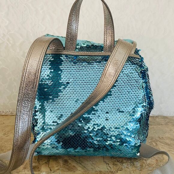 COACH Turquoise poppy sequin backpack limited edition 16916 - Picture 2 of 10